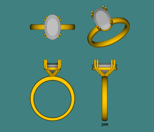 Reserved for KND 14K Yellow Gold Semi Mount Ring Double Prongs Oval