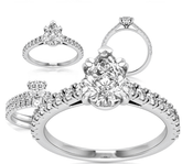Reserved for KND 1.5mm Diamond Semi Mount Cathedral Ring Trio Set 14K White Gold Pear - Lord of Gem Rings