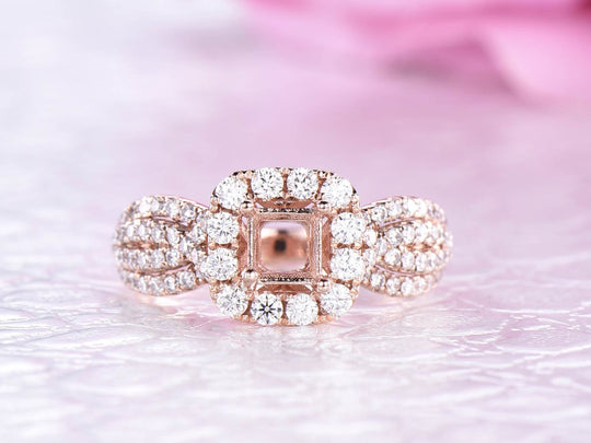 Reserved for KND Diamond Semi Mount Ring Split Shank 14K Rose Gold  Princess 4.5mm