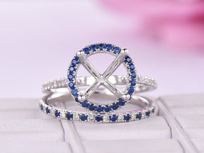 Reserved for KND Diamond/sapphire Matching Band 14K White Gold - Lord of Gem Rings