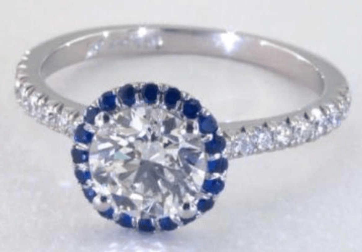 Reserved for KND Diamond/sapphire Semi Mount Ring Set 14K White Gold Round - Lord of Gem Rings