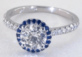 Reserved for KND Diamond/sapphire Semi Mount Ring Set 14K White Gold Round - Lord of Gem Rings