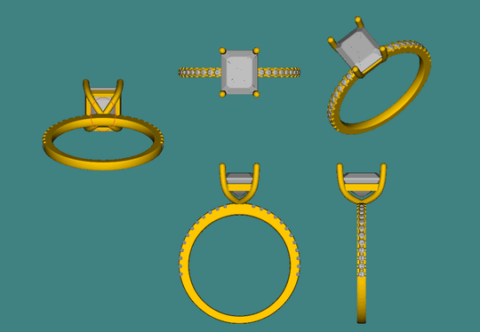 Reserved for KND: Emerald Cut Semi Mount Ring 14K Rose Gold