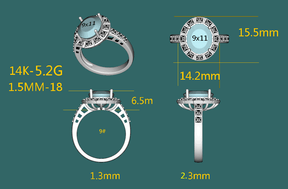 Reserved for KND: London Blue Topaz Engagement Ring 14K White Gold - Lord of Gem Rings