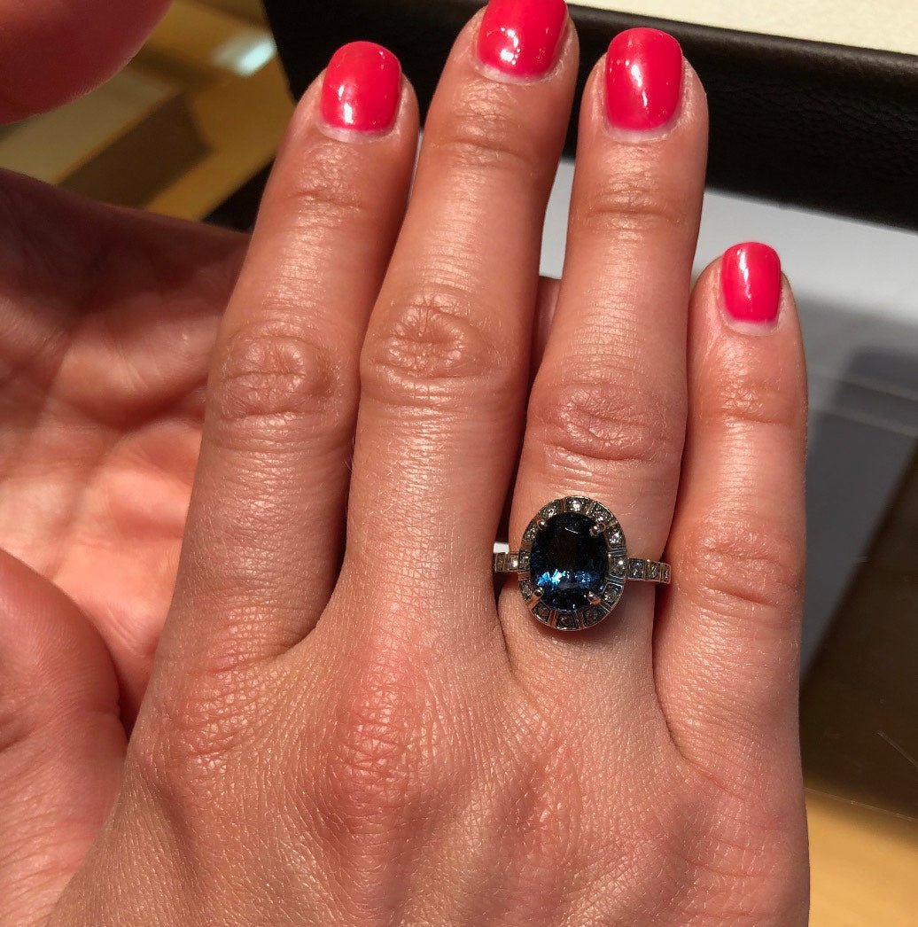 Reserved for KND: London Blue Topaz Engagement Ring 14K White Gold - Lord of Gem Rings