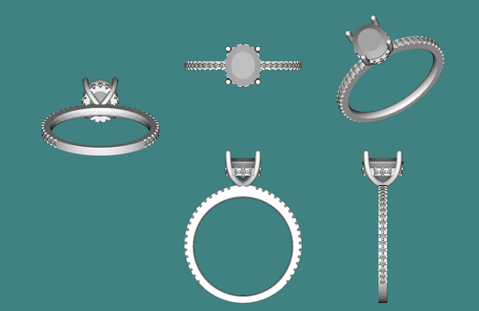 Reserved for KND-  Pave Diamond Oval Semi Mounting Ring 14K Yellow Gold