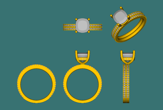 Reserved for KND  Pave Diamond Semi Mount Wedding Ring Set 14K White Gold Cushion