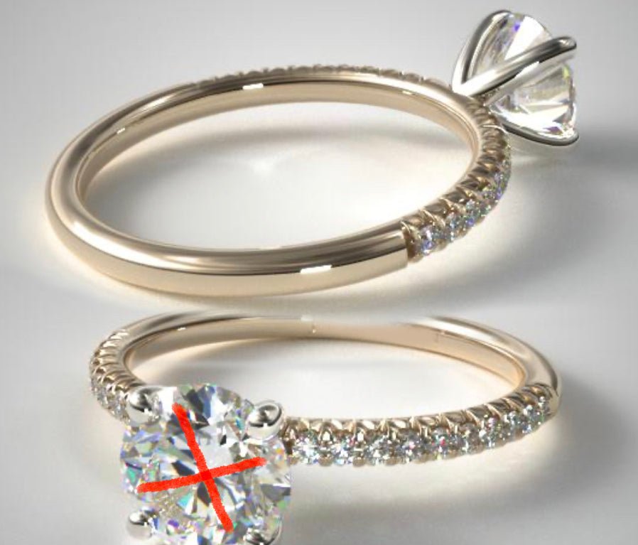Reserved for KND: Semi Mount Engagement Ring 14K Two Tone Round 7mm - Lord of Gem Rings