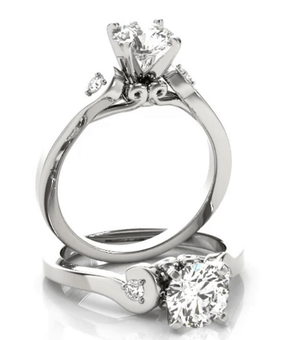 Reserved for KND Semi Mount Ring Bridal Contour Band Set 14K White Gold Round - Lord of Gem Rings