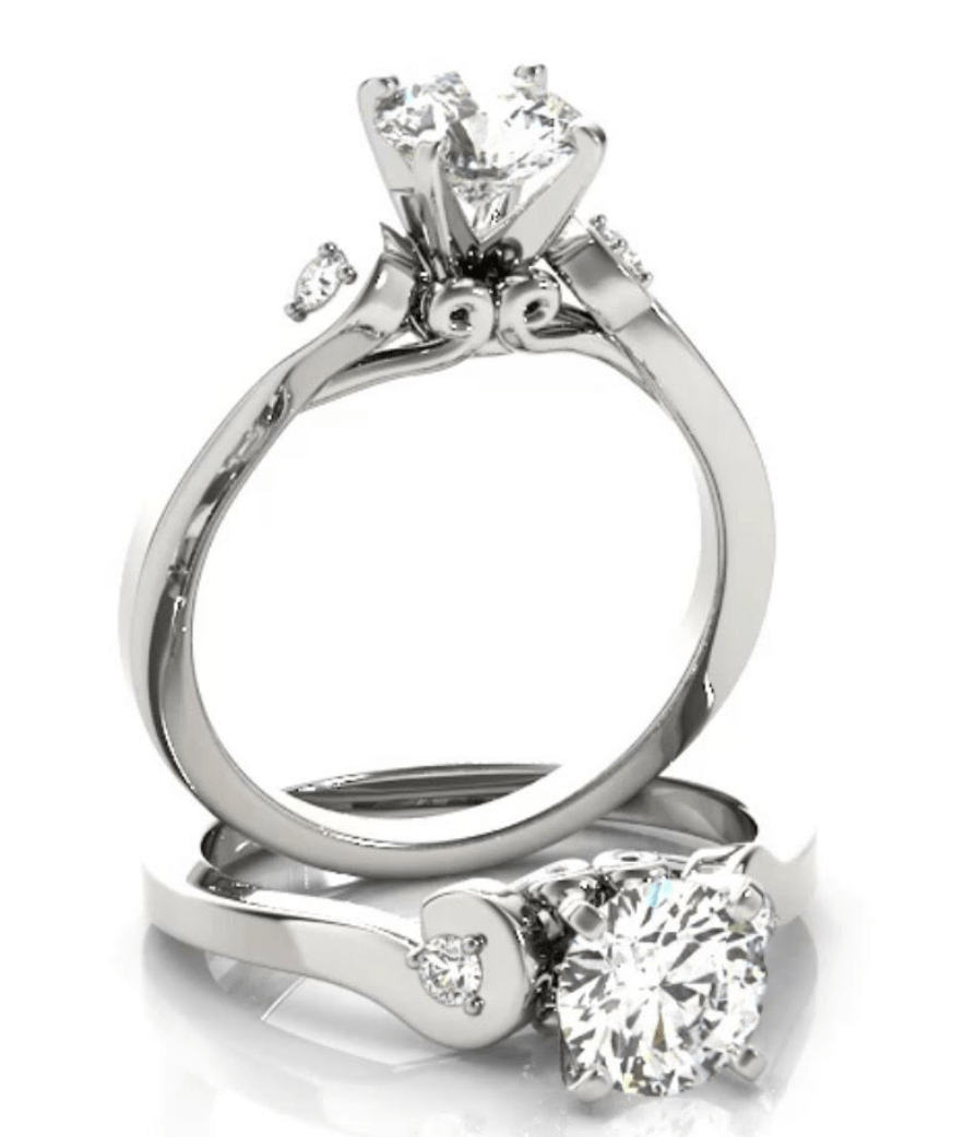 Reserved for KND Semi Mount Ring Bridal Contour Band Set 14K White Gold Round - Lord of Gem Rings