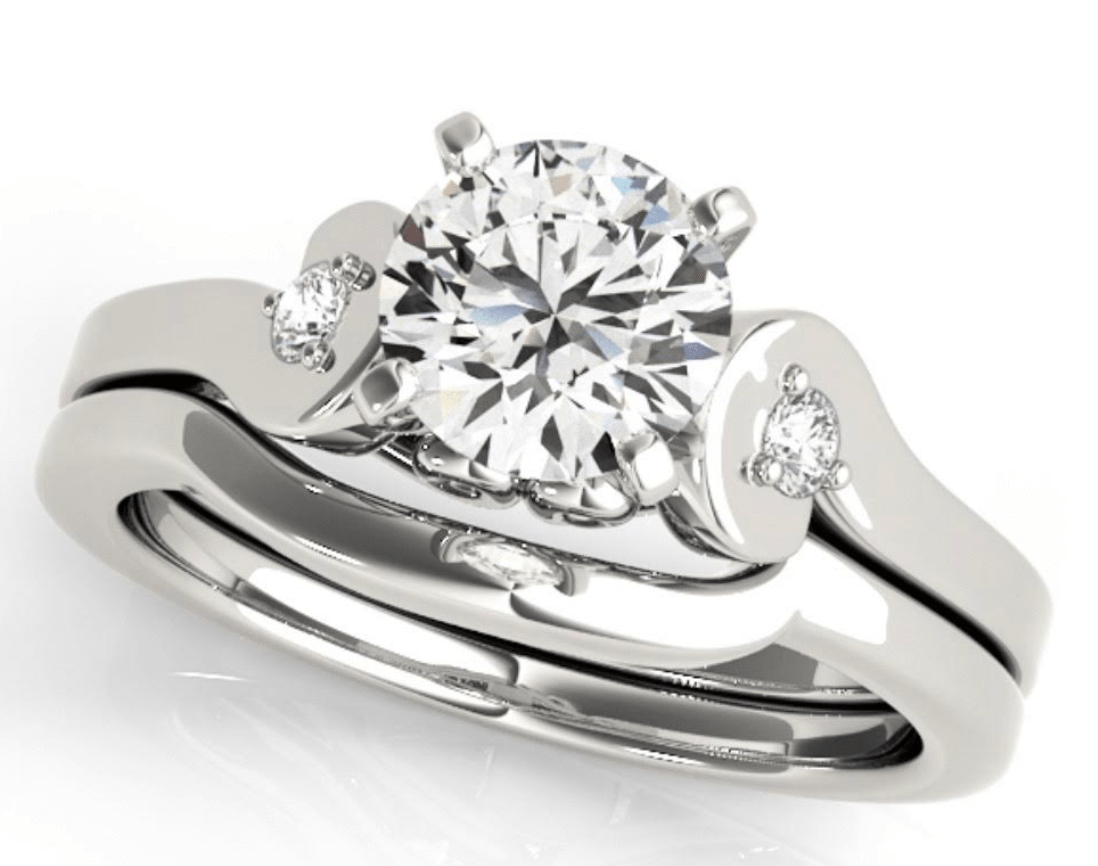 Reserved for KND Semi Mount Ring Bridal Contour Band Set 14K White Gold Round - Lord of Gem Rings