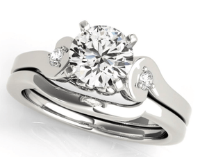 Reserved for KND Semi Mount Ring Bridal Contour Band Set 14K White Gold Round - Lord of Gem Rings