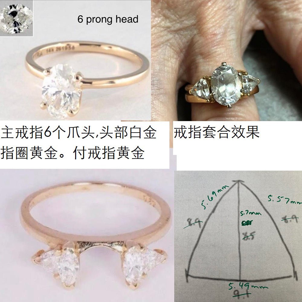 Reserved for KND Semi Mount Ring Bridal Set 14K Two Tone Gold Oval - Lord of Gem Rings