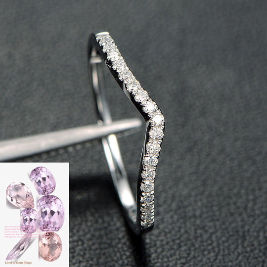 Reserved for Kristen French Pave 1.5mm Moissanite Chevron Wedding Ring 14K Rose Gold