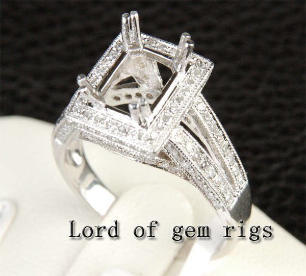 Reserved for ksmiley7778,6x8mm Emerald Cut White Morganite Engagement Ring - Lord of Gem Rings