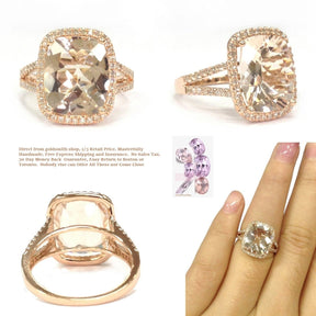 Reserved for Laura Cushion Semi-Mount Ring Pave Diamond Split Shank 18K Yellow Gold 12x12mm - Lord of Gem Rings