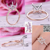 Reserved for Laura Diamond Semi Mount Ring Double Prongs 18K Yellow Gold Cushion 12mm - Lord of Gem Rings