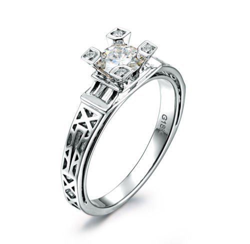 Reserved for license2diva Custom 18K White Gold Semi Mount Ring for 9mm Moissanite - Lord of Gem Rings