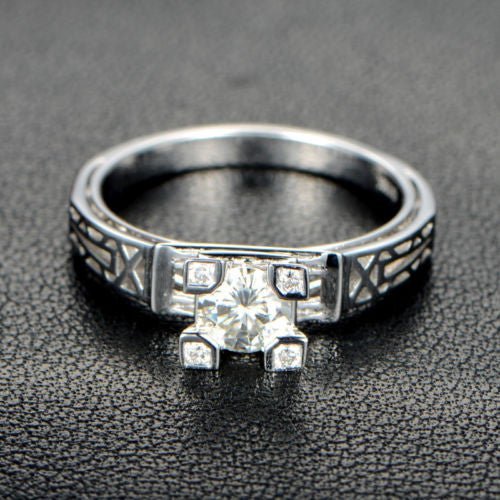 Reserved for license2diva Custom 18K White Gold Semi Mount Ring for 9mm Moissanite - Lord of Gem Rings