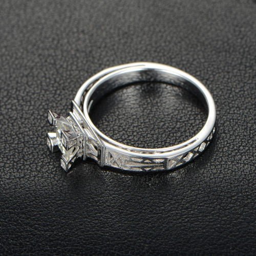 Reserved for license2diva Custom 18K White Gold Semi Mount Ring for 9mm Moissanite - Lord of Gem Rings