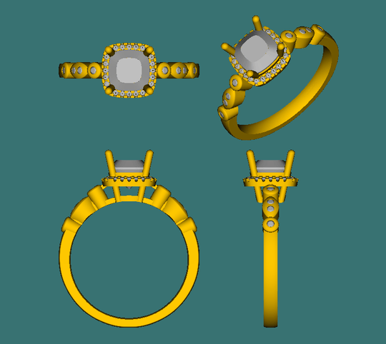 Reserved for Lisa Cushion Tanzanite Ring Art Deco Diamond Shank 14K White Gold 6mm