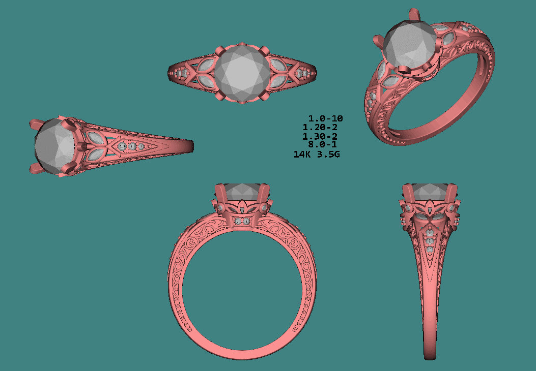 Reserved for Lisa - Custom Vintage Style Diamond Engagement Ring 14K Rose Gold - Lord of Gem Rings