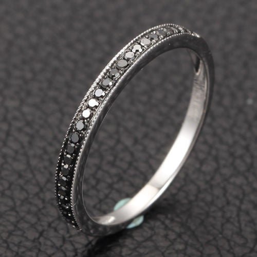 Reserved for luciangyal82 Pave Black Diamond Wedding Band Full Eternity14K White Gold