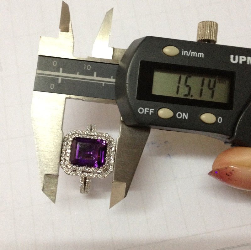 Reserved for Luigi 2nd payment, Custom Emerald Cut Amethyst Engagement Ring 14k White Gold - Lord of Gem Rings