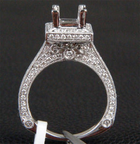 Reserved for Luke Custom Diamond Semi Mount Ring 14K White Gold Emerald 6.93 x 6.24mm - Lord of Gem Rings