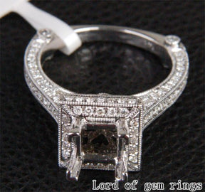 Reserved for Luke Custom Diamond Semi Mount Ring 14K White Gold Emerald 6.93 x 6.24mm - Lord of Gem Rings