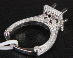 Reserved for Luke Custom Diamond Semi Mount Ring 14K White Gold Emerald 6.93 x 6.24mm - Lord of Gem Rings