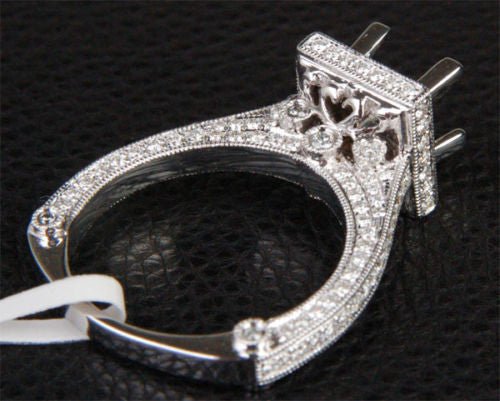Reserved for Luke Custom Diamond Semi Mount Ring 14K White Gold Emerald 6.93 x 6.24mm - Lord of Gem Rings