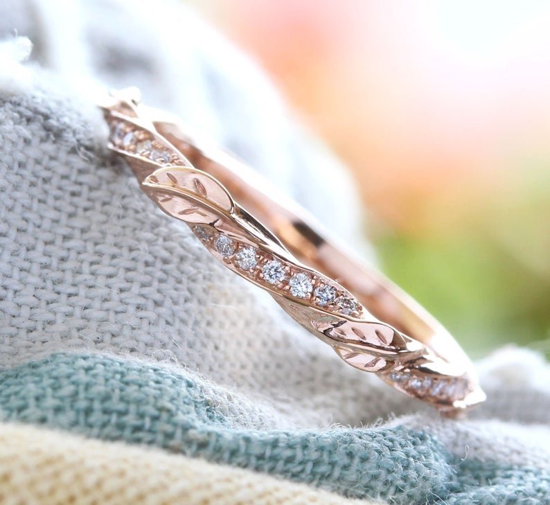 Reserved for Luke: Matching Band for 7mm Round Morganite Engagement Ring Pave VS Diamond Wedding 18K Rose Gold - Lord of Gem Rings