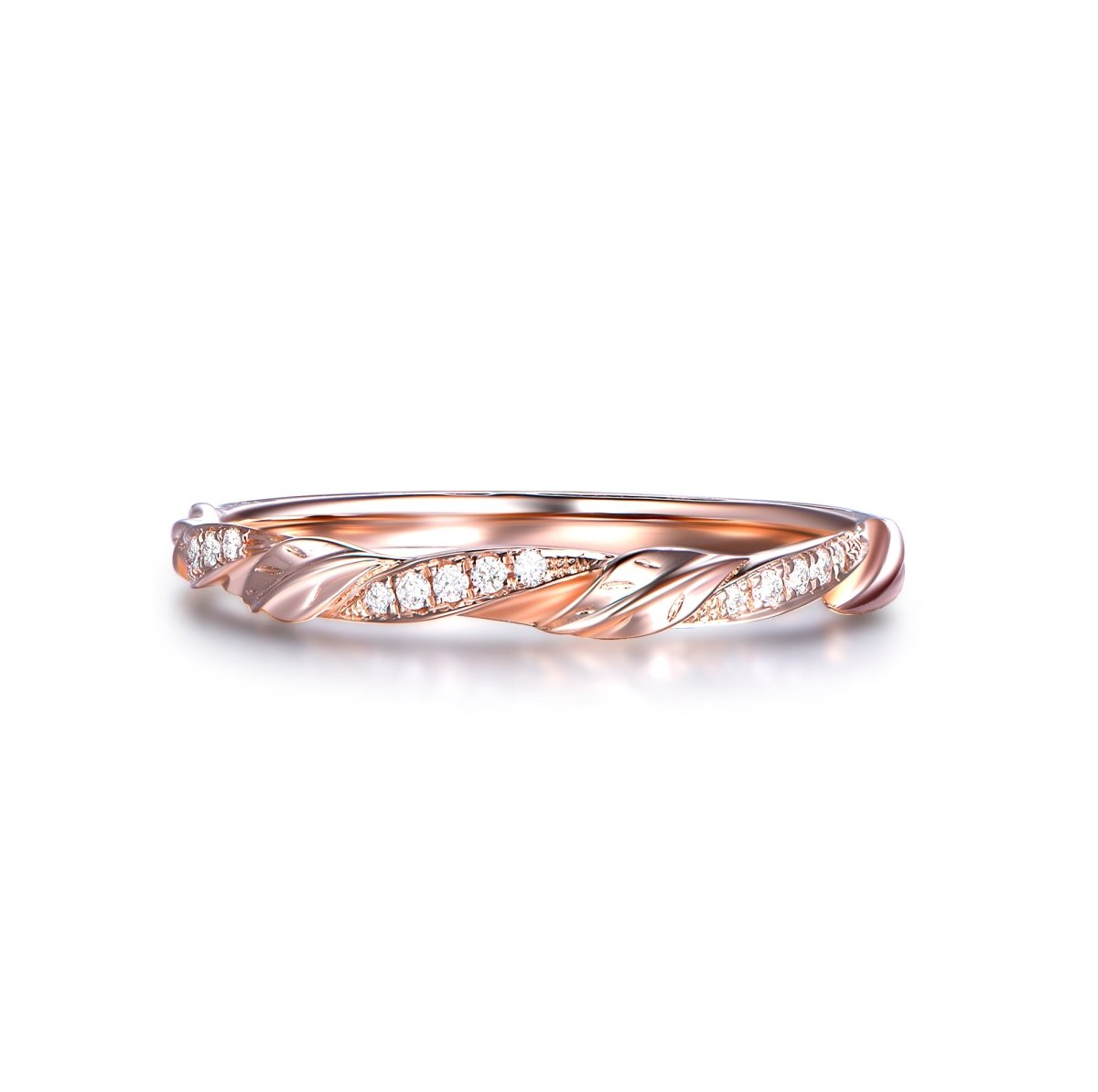 Reserved for Luke: Matching Band for 7mm Round Morganite Engagement Ring Pave VS Diamond Wedding 18K Rose Gold - Lord of Gem Rings