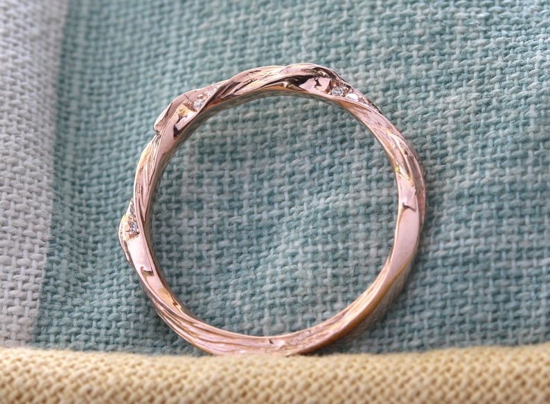 Reserved for Luke: Matching Band for 7mm Round Morganite Engagement Ring Pave VS Diamond Wedding 18K Rose Gold - Lord of Gem Rings
