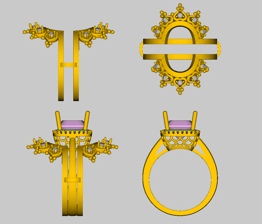 Reserved for Maggie, Custom Ring Guard for Cushion Morganite Engagement Ring