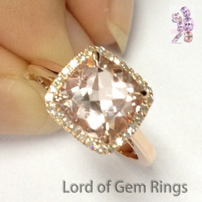 Reserved for Maggie, Custom Ring Guard for Cushion Morganite Engagement Ring - Lord of Gem Rings