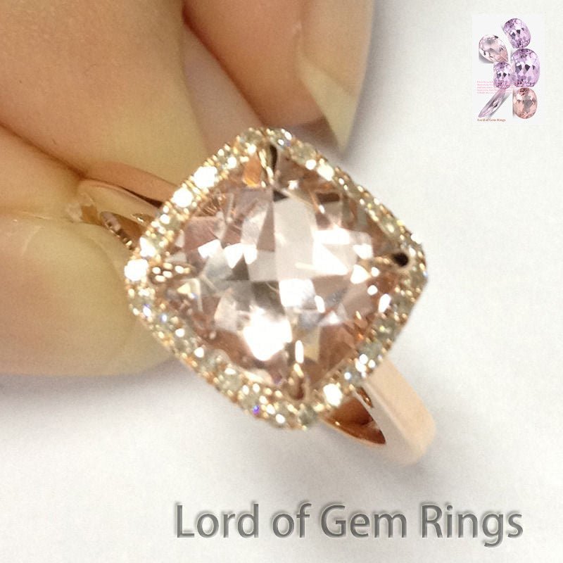 Reserved for Maggie, Custom Ring Guard for Cushion Morganite Engagement Ring - Lord of Gem Rings