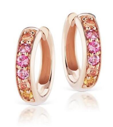 Reserved for Maria Pink/Yellow Sapphires Earrings hoops 14K Rose Gold - Lord of Gem Rings