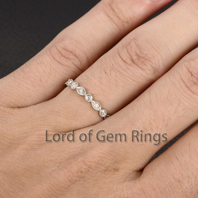 Reserved for marmar-42tcvd, 1.5mm Moissanite Wedding Band Half Eternity - Lord of Gem Rings