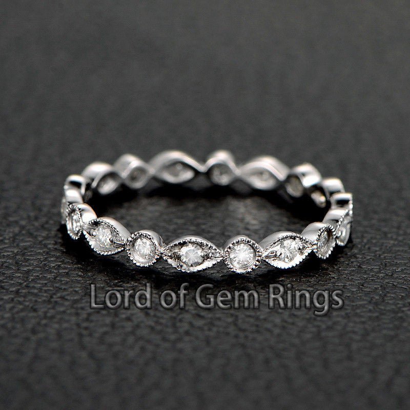 Reserved for marmar-42tcvd, 1.5mm Moissanite Wedding Band Half Eternity - Lord of Gem Rings