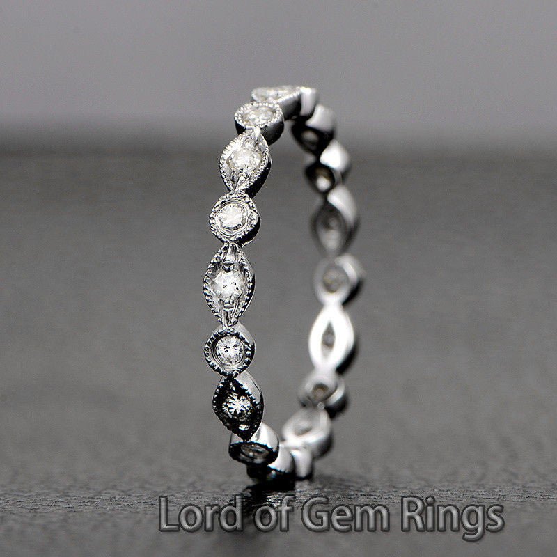 Reserved for marmar-42tcvd, 1.5mm Moissanite Wedding Band Half Eternity - Lord of Gem Rings
