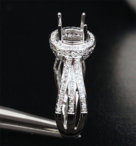 Reserved for Maureen Pave Diamond Engagement Semi Mount Ring 14K White Gold for Round - Lord of Gem Rings