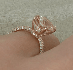 Reserved for Megan Custom Oval Morganite Engagement Ring 14K Rose Gold 1.5mm Pave Moisssanites - Lord of Gem Rings