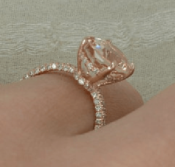 Reserved for Megan Custom Oval Morganite Engagement Ring 14K Rose Gold 1.5mm Pave Moisssanites - Lord of Gem Rings