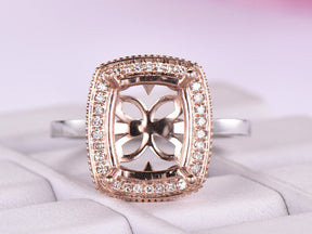 Reserved for Megan W- Custom Diamond Semi Mount Ring 10K White Gold Cushion Halo - Lord of Gem Rings