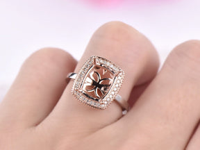 Reserved for Megan W- Custom Diamond Semi Mount Ring 10K White Gold Cushion Halo - Lord of Gem Rings