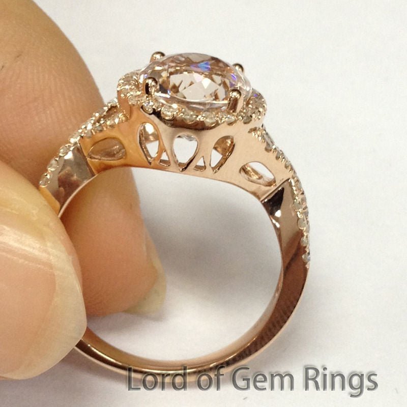 Reserved for mei - mona - lisa,Custom Oval Pink Morganite diamond Engagement Ring 8x10mm - Lord of Gem Rings
