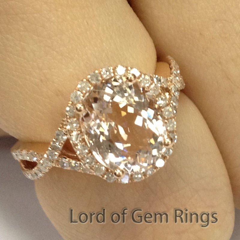 Reserved for mei - mona - lisa,Custom Oval Pink Morganite diamond Engagement Ring 8x10mm - Lord of Gem Rings