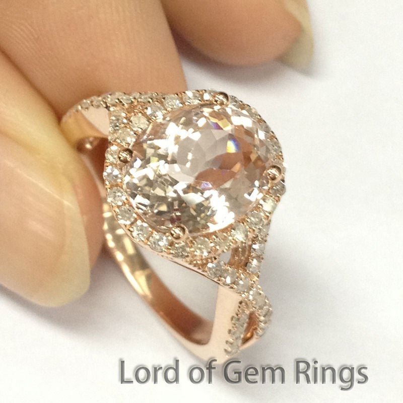 Reserved for mei - mona - lisa,Custom Oval Pink Morganite diamond Engagement Ring 8x10mm - Lord of Gem Rings